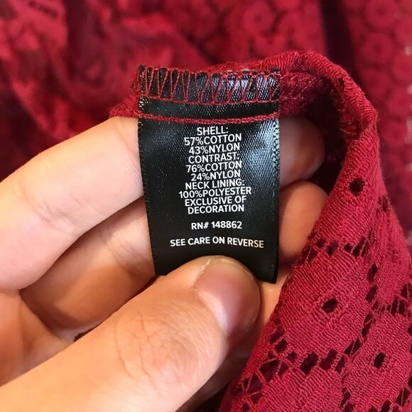 Torrid Red Lace Blouse, Long Sleeve, Puff Sleeves, Vintage inspired - Picture 13 of 16